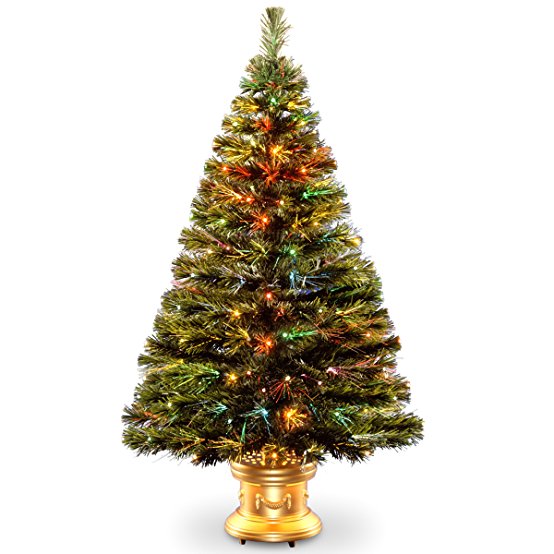 National Tree 48 Inch Fiber Optic Radiance Fireworks Tree with LED Lights in Gold Base (SZRX7-100L-48)