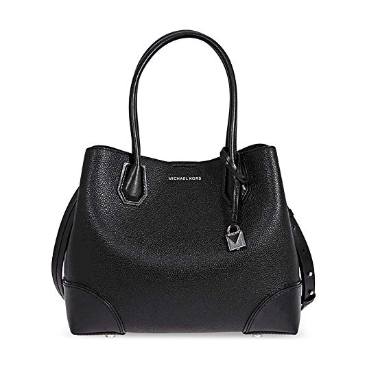 Michael Kors Mercer Gallery Medium Leather Satchel- Black