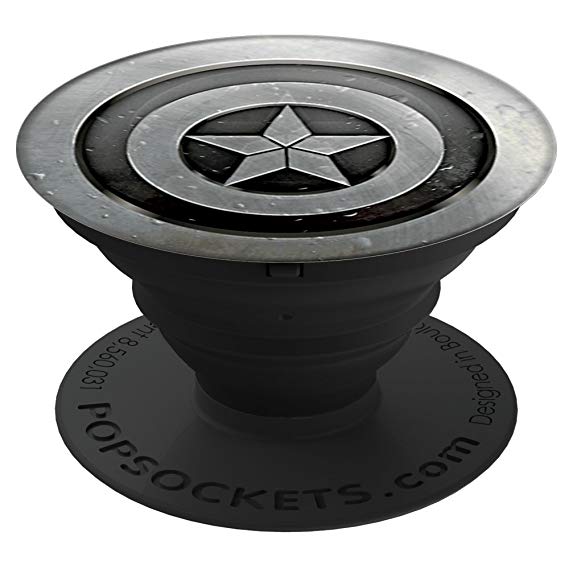 PopSockets: Collapsible Grip & Stand for Phones and Tablets - Marvel - Captain America Monochrome