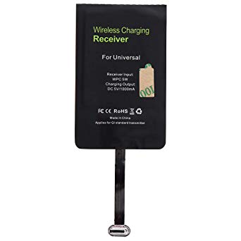DiGiYes Type C Wireless Charging Receiver, Universal 5V 1000mA USB C QI Wireless Charger Receiver Patch Module Chip for Google Pixel 2 XL, LG V20, OnePlus 6 and Other Type C Android Mobile Phones