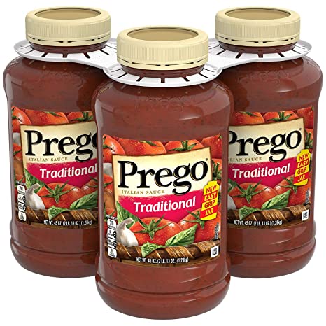 Prego Pasta Sauce, Traditional Italian Tomato Sauce, 45 Oz Jar, 3Count