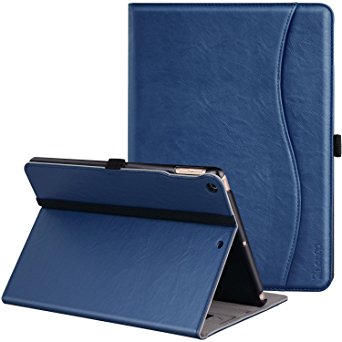 New IPad 9.7 Inch 2017 Case, Ztotop Premium Leather Business Slim Folding Stand Folio Cover for New Apple Tablet with Auto Wake / Sleep and Document Card Slots, Multiple Viewing Angles,NavyBlue