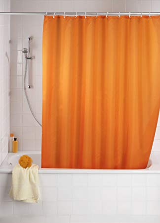 Wenko "Anti Mould Shower Curtain, Orange, 180 x 200 cm