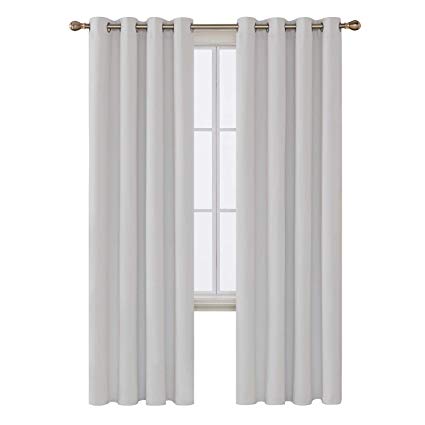 Deconovo Room Darkening Insulated Thermal Blackout Grommet Window Curtain Panel for Living Room 52x95-Inch Platinum