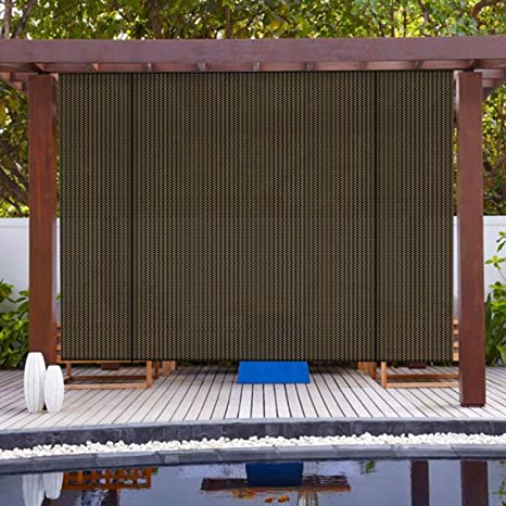 Patio Roll up Down Shades Roller Window Shade 6'W x 7.5'L Brown Outdoor Shade Blinds Pull Shade Privacy Screen Porch Deck Balcony Pergola Trellis Carport