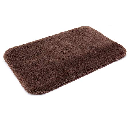 30X20 Inch Bathroom Rug Mat Non Slip 100% Polyester Super Cozy Velvet Machine Washable Fuzzy Rugs with Strong Absorbent Function,Brown