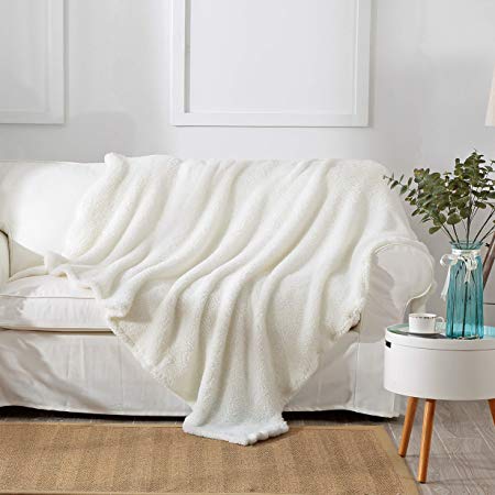 Reafort Ultra Soft Single Layer Sherpa Oversized Throw Blanket(Cream, 60"X70" Single Layer)