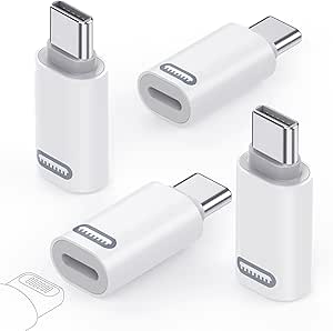 MoKo Lightning Female to USB C Male Adapter 4 Pack, Lightning to USB C Converter for iPhone 15 Series, iPad, iPhone to USB C Adapter for Fast Charging/Data Transfer, NOT for Audio/OTG, White 35W