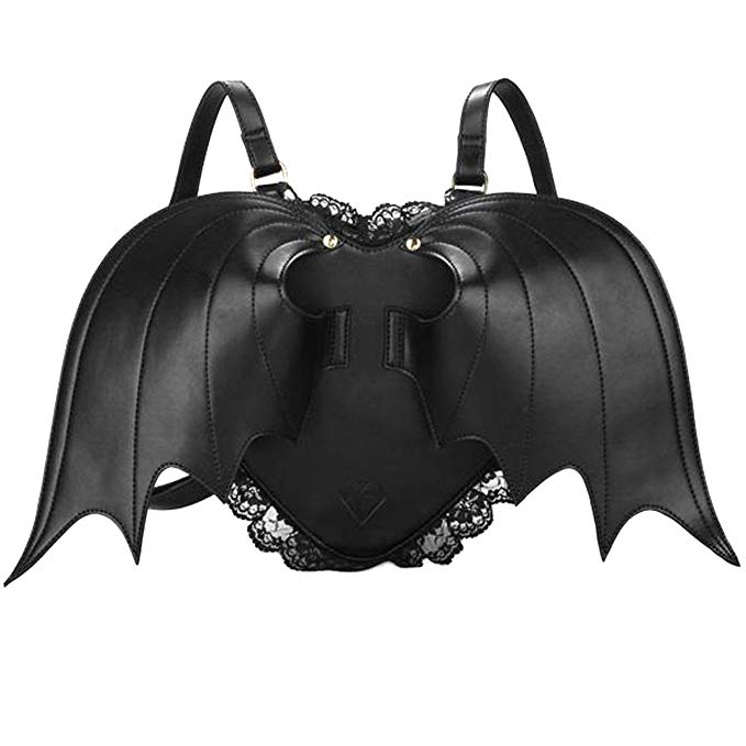 COOFIT Novelty Black Bat Wings Backpack Wing Gothic Goth Punk Lace Lolita Bag