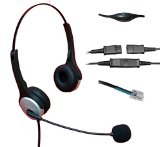 Voistek Corded Binaural Call Center Telephone RJ Headset Noise Cancelling Headphone with Mic and Quick Disconnect for Avaya Nortel Polycom Nec GE Office Landline IP Phones Deskphone H20PA10