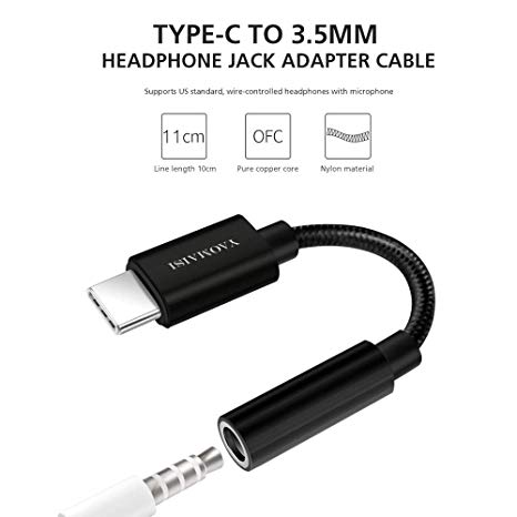 USB C/Type C to 3.5mm Aux Audio Headphone Jack Adapter，USB-C to 3.5mm Headphone Jack Nylon Cable Hi-Res DAC Chip Type C to 3.5mm Audio Adapter Compatible with New iPad Pro,Google Pixel3/2/XL