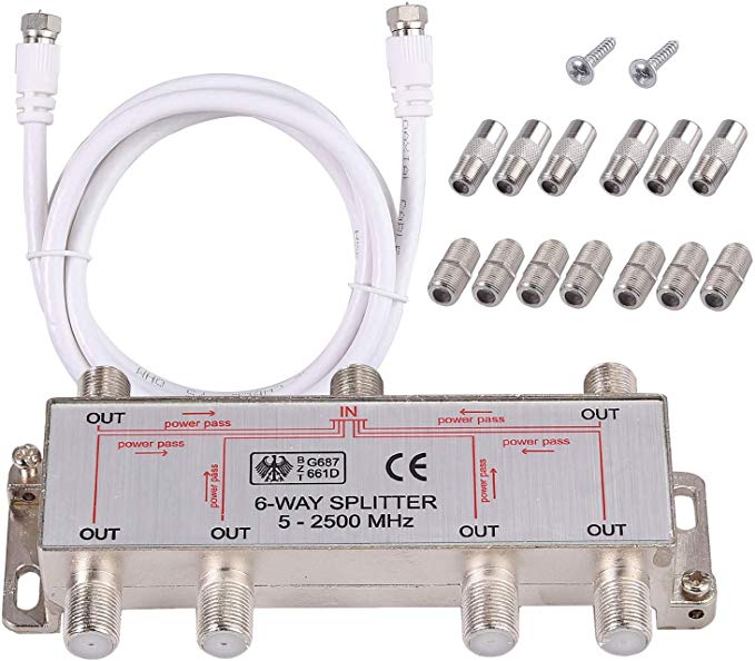 Neoteck 6-Way Coax Cable Splitter Bi-Directional MoCA 5-2500MHz, Coaxial Splitter