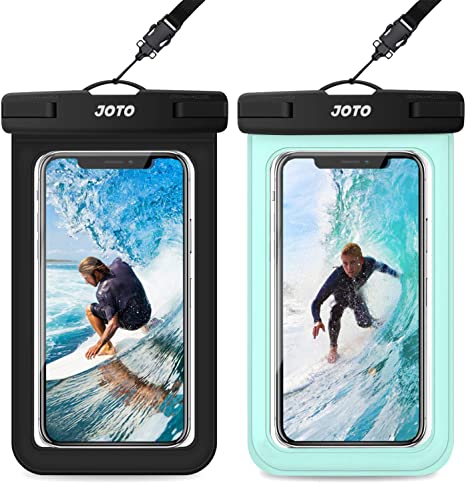 JOTO Universal Waterproof Pouch, IPX8 Waterproof Cellphone Dry Bag Underwater Case for iPhone 11 Pro Max Xs Max XR X 8 7 6S  SE, Galaxy S20 Ultra S10 S9 S8/Note10  9 up to 6.9" -2 Pack, Black/Green
