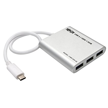 Tripp Lite 4-Port USB-C to USB-A Portable Hub, USB 3.1 Gen 1 Type-C to Type-A, Fast Charging Ports, Aluminum (U460-004-4A)