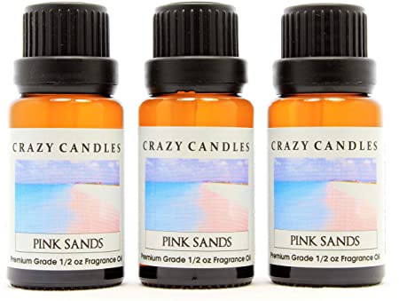 Crazy Candles Pink Sands (Type) 3 Bottles 1/2 Fl Oz Each (15ml) Premium Grade Scented Fragrance Oil (Made in USA)