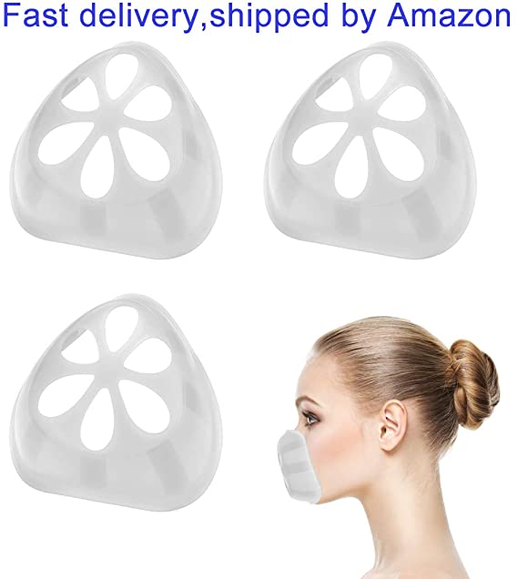 3D Bracket for Comfortable Mask Wearing | Silicone Mask Inner Support Frame | Keep Fabric off Mouth to Create More Breathing Space | Reusable Washable Translucent Pack of 3