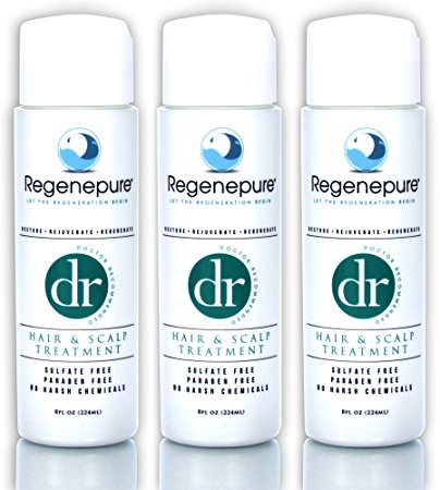 Regenepure - DR Shampoo, Hair and Scalp Treatment, Supports Hair Growth, 8 Ounces (3 Pack)
