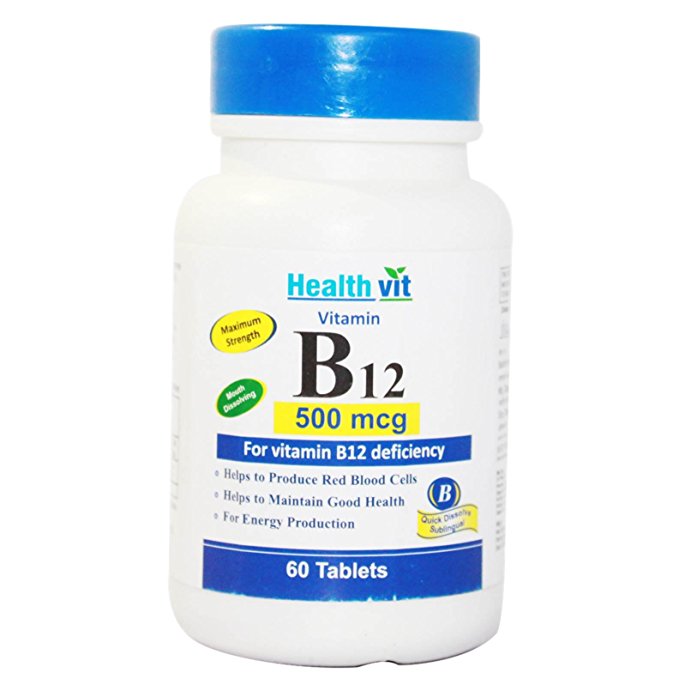 HealthVit Vitamin B12 500mcg 60 Tablets (Brain and Nervous Support)