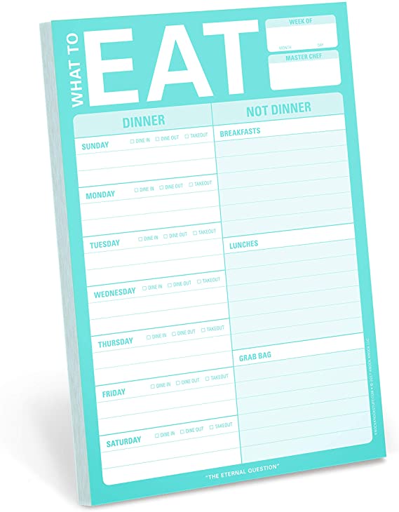 Knock Knock What To Eat Pad (Mint Green), Meal Planning Note Pad, 6 x 9-inches