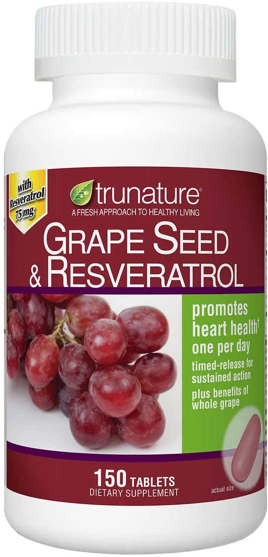trunature Grape Seed & Resveratrol, Timed-Release 1 Pack (150 Count Each) Preservative-Free