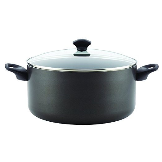 Farberware 16716 10.5 quart Dishwasher Safe Nonstick Aluminum Covered Stockpot, Large, Black