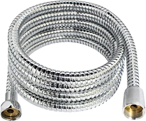 MODONA Premium 72" (7 Feet) Stainless Steel (SS304) Shower Hose with Brass Fittings, ELECTROPLATED POLISHED CHROME - 5 Year Warranty