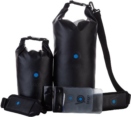 Bago Dry Bags - SEE-THROUGH Window Waterproof. Plus Phone Dry Bag, Adjustable Shoulder Strap. Fits in your Backpack Duffle Sack. Lightweight & Heavy Duty (10L 5L B/Y)