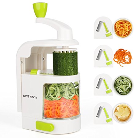 Spiralizer 4-Blade Vegetable Spiralizer, Sedhoom Heavy Duty Spiral Slicer, Zucchini Noodle & Veggie Pasta & Spaghetti Maker for Low Carb/Paleo/Gluten-Free Meals