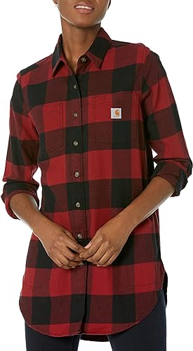 Carhartt Women's Rugged Flex Relaxed Fit Midweight Flannel Long-Sleeve Plaid Tunic