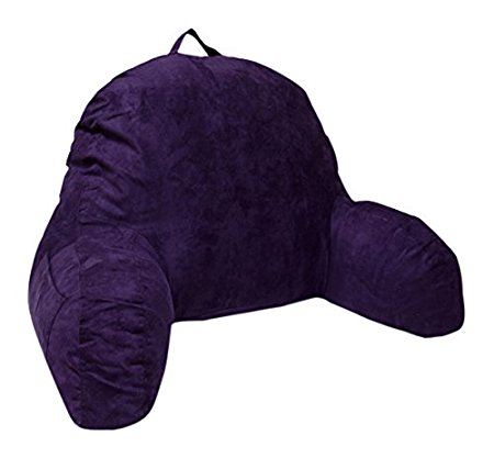 Microsuede Bedrest Pillow Purple - Best Bed Rest Pillows with Arms for Reading in Bed