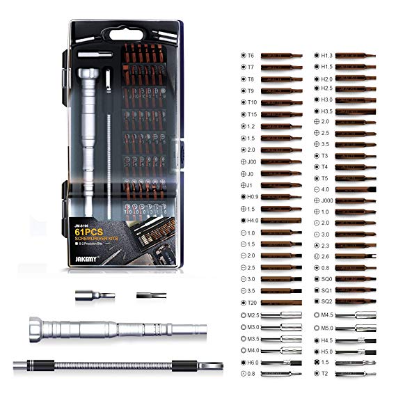 JAKEMY 61 in 1 Precision Screwdriver Set Professional Repair Tool Kit Screwdriver Tool Kit with Flexible Shaft for iPhone X and Other Smart Phone/Tablet/PC/MacBook/Game Console