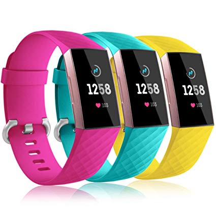 Maledan Replacement for Fitbit Charge 3 Bands Women Men Large Small, Breathable Soft Strap Waterproof Accessories Band Compatible Fitbit Charge 3 & Charge 3 SE Fitness Activity Tracker, 3 Pack