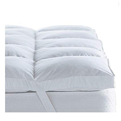 Lancashire Bedding Premium Extra Plump & Deep Duck Feather Mattress Topper with 100% Breathable Keep Cool Natural Cotton Casing - King Size