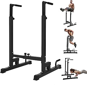 Yes4All Dip Stand 500 LBS Capacity, 80 Levels Adjustable Dip Bars, Dip Station Machine for Home Gym