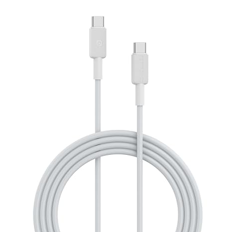 Portronics Konnect Link C Square 65W Type C to Type C Fast Charging Cable with 3Amp Output, 480Mbps Data Sync, 1M Length(White)