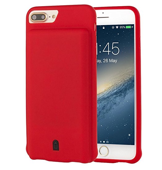 IPhone Battery Case，Lufei Ultra Slim Portable Charging Case for iPhone 8 / 7 / 6s / 6 - 4.7 inch Extended with super High Capacity 4500 mAh Battery Soft Silicone phone case (Red)