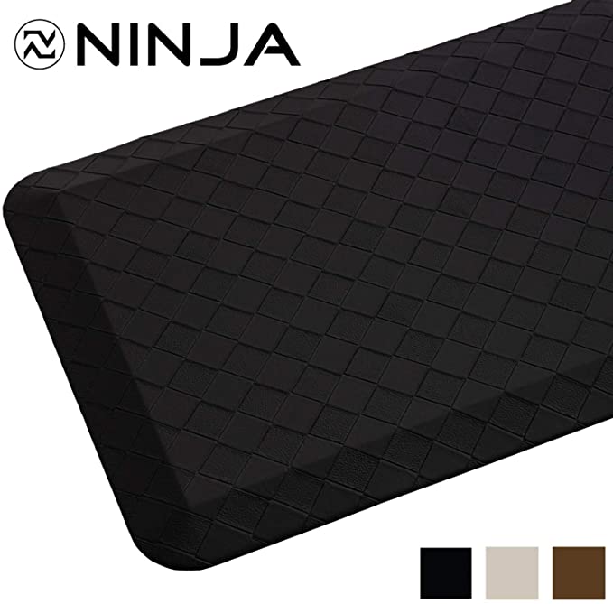 Ninja Brand Premium Anti-Fatigue Comfort Mat, 20x32 Inch, Ergonomically Engineered, Extra Support Floor Pad, Phthalate Free, Commercial Grade, for Kitchen, Gaming, Office Standing Desk Mats, Black