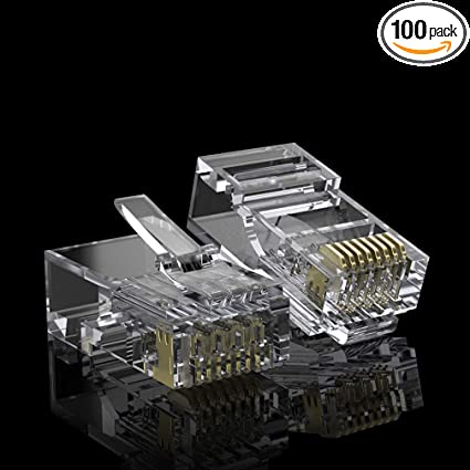 CAT6 RJ-45 Pass Through Connectors, CAT6 Ethernet Ends Modular UTP Plug Connector with Flexible Latch, 100-Pack