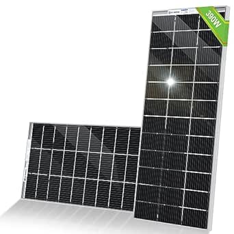 ECO-WORTHY 2PCS Panneau Solaire Bifacial 18V 195W, Panneaux Solaires 390W Double Face Mono pour Charger Batterie, Balcon, Terrasse, Camping-car, Jardin, Bateau, RV et La Maison