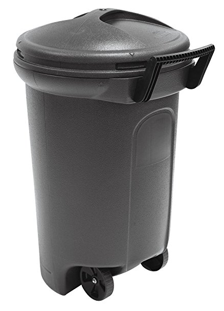 United Solutions TB0042 Thirty Two Gallon/121.1 Liter Critter Proof Black Trash Can with Turn&Lock Lid-32 Gallon Black Wheeled Garbage