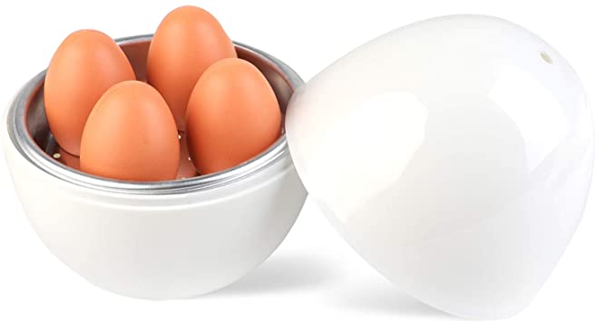 Coxeer Microwave Egg Cooker,Microwave Rapid 4 Eggs Boiler for Hard or Soft Boiled Eggs(White)