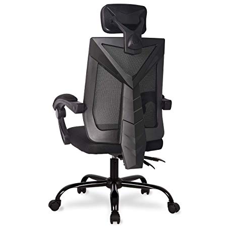 UREST Ergonomic Office Chair Modern High Back Desk Chair Gaming Chair Racing Chair Reclining Computer Chair with Adjustable Seat Cushion Headrest and Breathable Mesh Back in Black