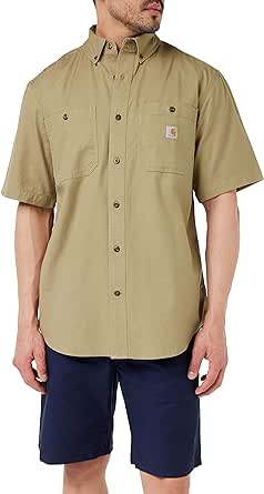 Carhartt Men's Rugged Flex Relaxed Fit Midweight Canvas Short-Sleeve Shirt