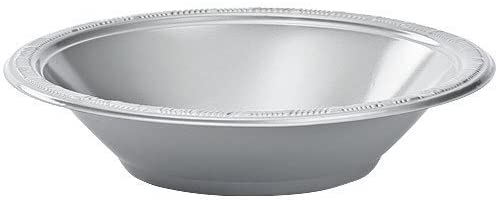 Hanna K. Signature Collection 50 Count Plastic Bowl, 12-Ounce, Silver