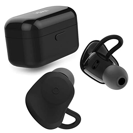iStar Wireless Bluetooth 5.0 Headphones Earbuds with Built-In Mic and Charging Case/TWS Noise Cancelling Cordless Earphones, Black