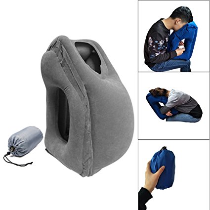 Airplane Pillow Travel Pillow Inflatable Air Pillow with Full Body Head Support Best for Airplane,Cars,Buses,Trains,Camping,Office Napping,Wheelchairs Grey