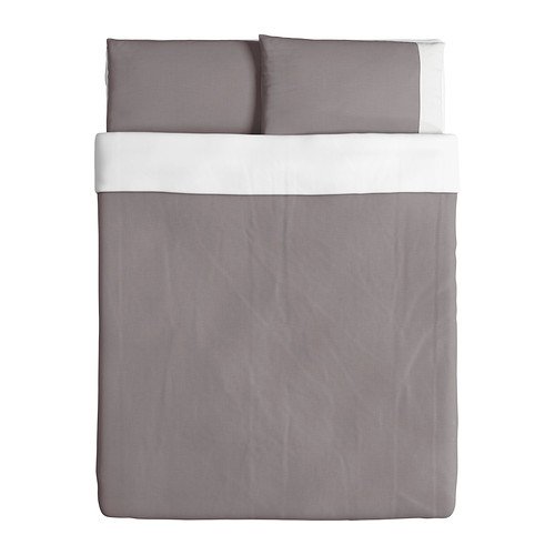 Ikea Farglav Duvet Cover and Pillowcase, Gray/White, Full/Queen (Double/Queen)