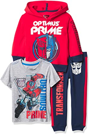 Transformers Graphic Hoodie, T-Shirt, & Jogger Sweatpant, 3-Piece Athleisure Outfit Bundle Set-Toddler Boys-Optimus