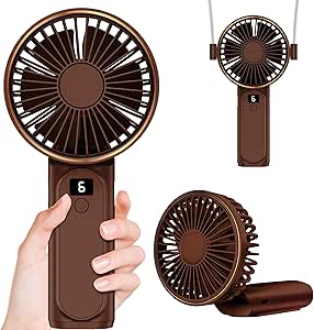 Handheld Fan, Portable Fan, 4000mAh USB Rechargeable Personal Fan, 180° Foldable Mini Desk Fan, 6 Wind Speed, LCD Digital Display, Lanyard as Neck Fan, Ultra Quiet, Pocket Size for Indoor Outdoor