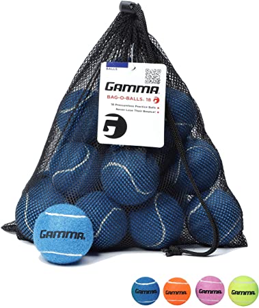 Gamma Bag of Pressureless Tennis Balls - Sturdy & Reuseable Mesh Bag with Drawstring for Easy Transport - Bag-O-Balls (18-Pack of Balls, Blue)